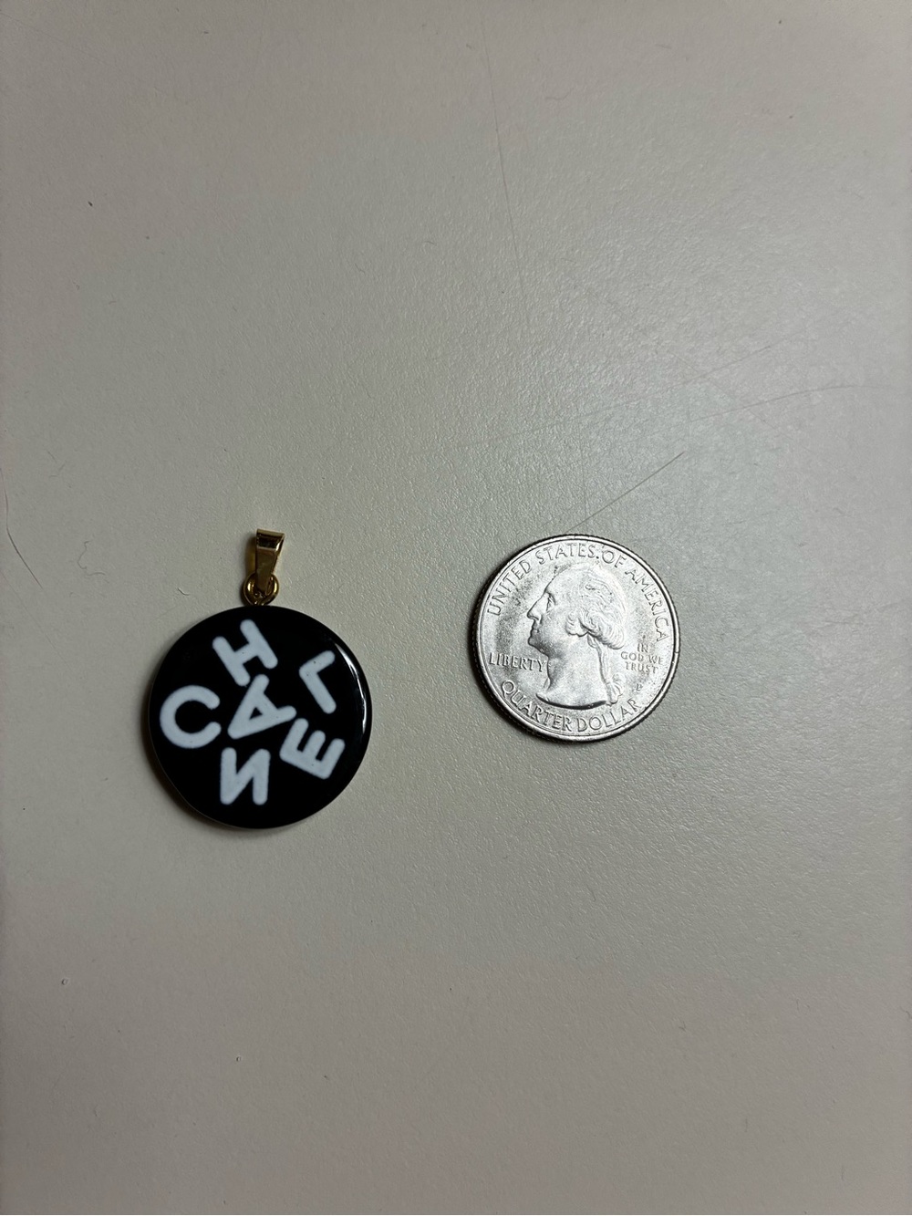 CHANEL stamped Black Logo Pendant charm or zipper pull - Picture 5 of 5